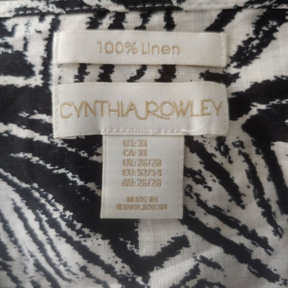Cynthia Rowley Womens Leaf Print Linen Button Top Business Mature 3X Top - Picture 11 of 12